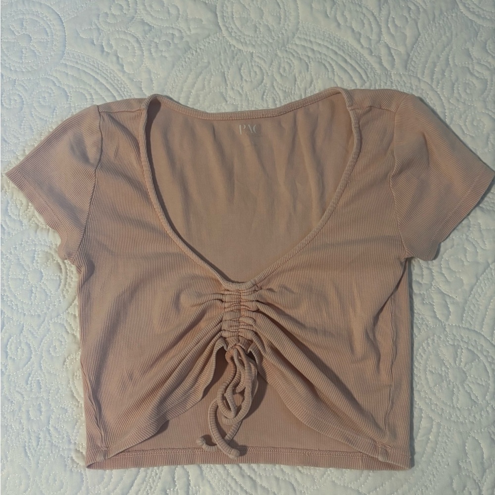 PacSun Beige Ruched Crop Top